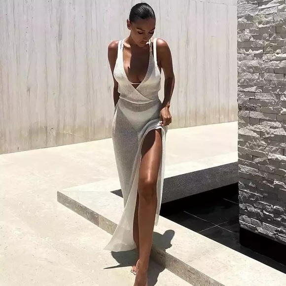 New Boho Crochet Beach Dress Swim Cover Up Maxi Midi - Picture 16 of 17